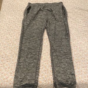 Black and grey jogging pants.